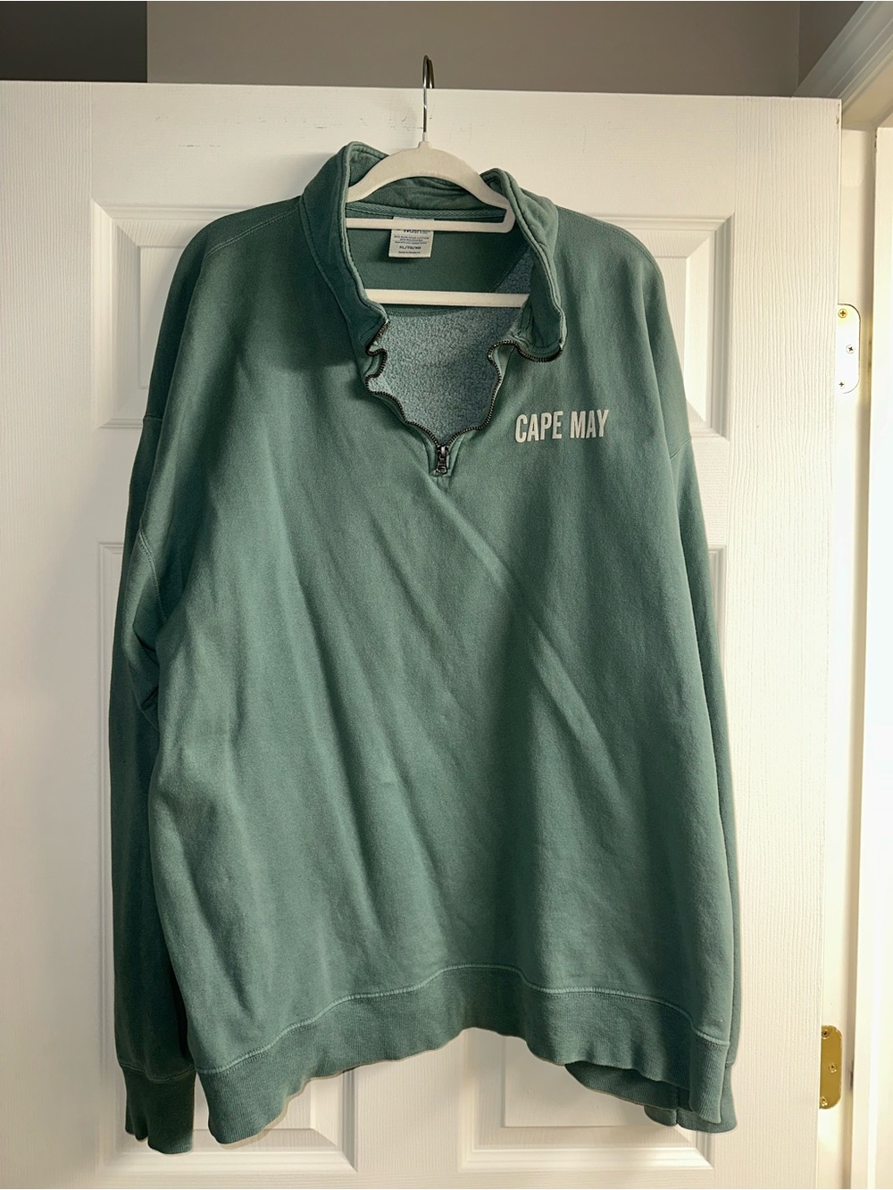 “CAPE MAY” Green Quarter-Zip Sweatshirt- Size XL